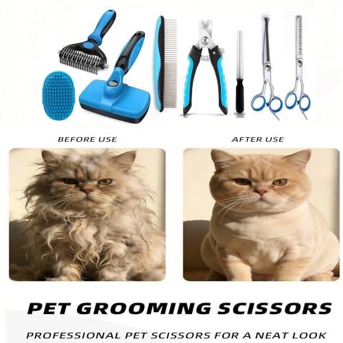 Dog Brush for Shedding,Deshedding Slicker Undercoat Rake Brush for Dog,6PCS - color: Blue-6