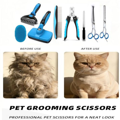 Dog Brush for Shedding,Deshedding Slicker Undercoat Rake Brush for Dog,6PCS - color: Blue-6
