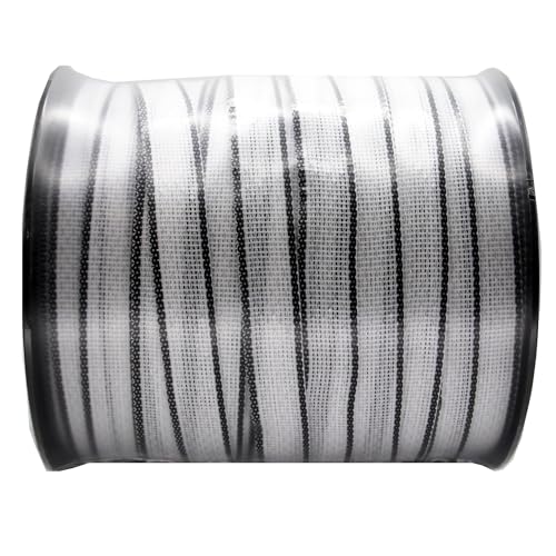 1 INCH Electric Fence Polytape, 8 Strands of Electrical Conductors Poly Electric Fence Tape, 656 Feet Roll, 1 Inch Wide White and Black Poly Tape Electric Fence
