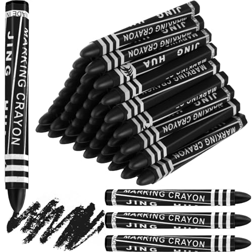 MotiMind 60 Pcs Industrial Lumber Crayons Bulk Wax Tire Marker Construction Marker for Craft Detailed Marking on Lumber Metal Carton Ceramics Concrete Glass Plastic 4.45" x 0.43" (Black) - color: Black