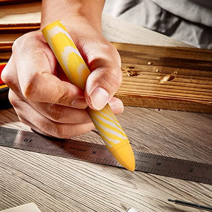 Tudomro 24 Pcs Lumber Crayons Bulk Wax Tire Marker Drawing Crayons for Marking on Lumber Metal Wood Carton Ceramics Glass Plastic, 3.94 x 0.55 Inch (Yellow) - color: Yellow