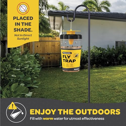 Outdoor Fly Trap [Set of 2] Fly Traps with Dissolvable Non-Toxic Bait - Fly Repellent for Outdoor Use Only - Controls Flies for Patios, Barns, Ranches Etc. Hanging Fly Traps with Tie Included - style: 2 Traps
