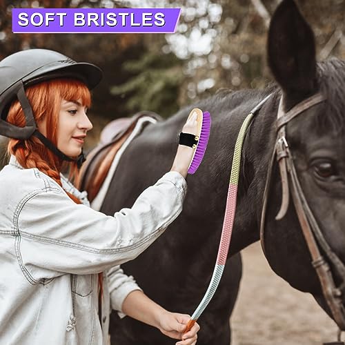 Horse Grooming Kit, 9-Piece Horse Brush Set with Tote Bag, Purple - color: Purple