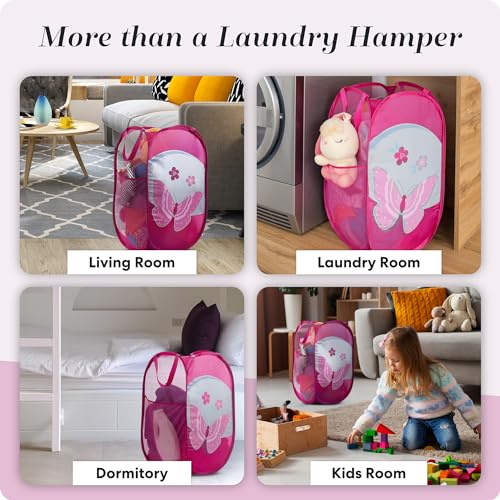 Handy Laundry Collapsible Mesh Pop Up Hamper (Butterfly) - color: Butterfly, 1-PACK