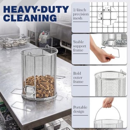 2 Pcs 1/4″ Mesh 5 Gallon Dip and Drain Stainless Steel Part Cleaning Strainer Basket for Buckets, Swing Handle, for Mechanics Auto Parts Washing Garage Shop Home Workshop, Bucket Not Included - size: 5 Gallon,1/4″