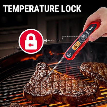 TempPro TempSwift 1 Sec Meat Thermometer Digital for Kitchen Cooking Food - color: Red