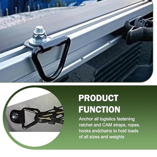 4 PCS Truck Bed Cargo Tie Down Anchors Rings, Heavy Duty V Rings Bolts Forged Lashing Ring, 1000 lbs Capacity Trailer Anchors Hooks, Universal for Trailers, Trucks, Cargo Tie Downs (Black)