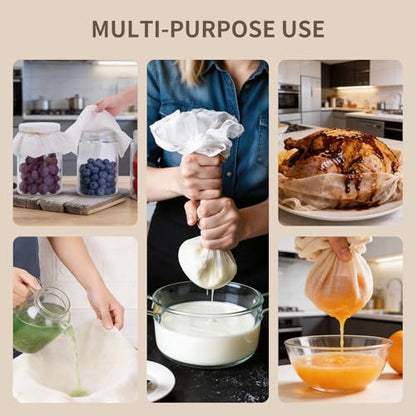 Cheese Cloths 6Pcs, Reusable Unbleached 100% Cotton 20"x20", Washable Organic Cheesecloth With Hemmed Edge, Fine Mesh Food Strainer For Turkey, Juicing, Cheese, Yogurt Making