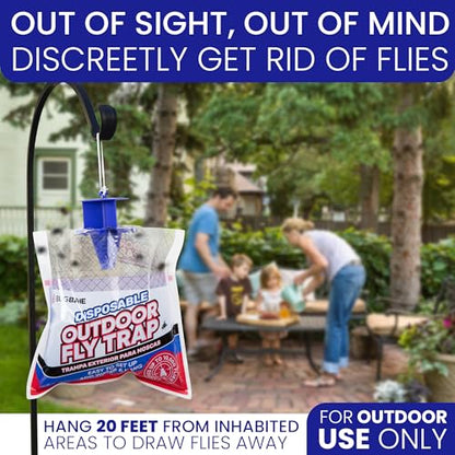 Fly Traps Outdoor Fly Trap for Patio. 2 Non-Toxic Pre-Baited Flies Bags Outdoor Disposable. Hanging Bug Catchers for All Filth Flies Killer for Outside Bug Control in Yard Horse Ranch Trash Can. - style: 2pk