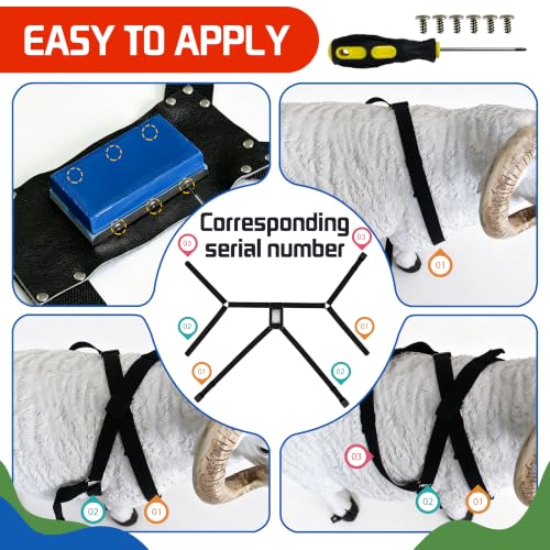 Ram Breeding Marking Harness & Crayons Set for Goat Sheep,3 Color | 3 Marking Crayons,Adjustable Nylon Strap,Quick-Release Buckle,Universal Fit | Rain-Resistant Marks,Livestock Management