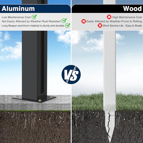 45" Aluminium Privacy Fence Line Post, 2 Pack - color: 2 Pack 180 Degree