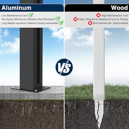 45" Aluminium Privacy Fence Line Post, 2 Pack - color: 2 Pack 180 Degree