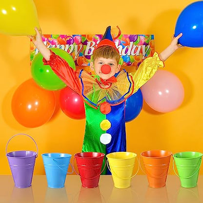Sadnyy 12 Pack 4.5 X 5 inch Rainbow Metal Buckets - color: Rainbow Color, size: 4.5 x 5 in