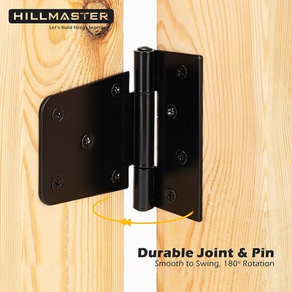 HILLMASTER 3.5 Inch Heavy Duty Gate Hinges Fence Door Hinges Durable Black Gate Strap Hinge for Indoor Outdoor, Gate Hardware Kit for Shed,Wooden Fences,Vinyl Fence Gate,Barn Door,Garage,2 Pack - size: 2 Pack