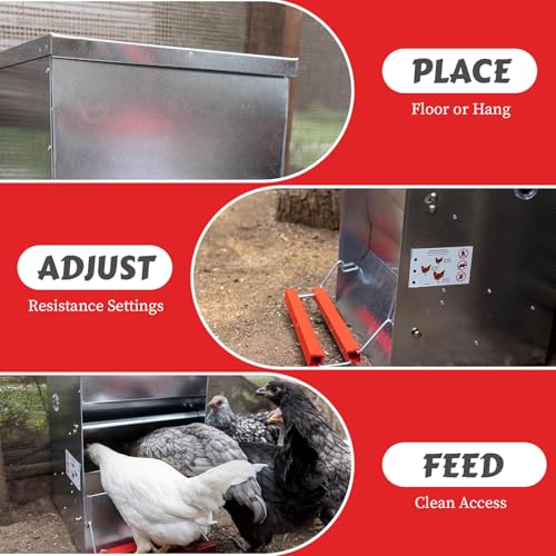 My Favorite Chicken 40lb Automatic Metal Poultry Treadle Feeder – Rust-Resistant Chicken Feeder, Self-Adjusting, Eco-Friendly Chicken Coop Essentials