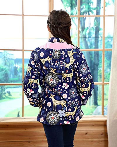 Girls Rain Jacket Kids Hooded Raincoat Windbreaker with Fleece Lining - color: 2901, size: 4