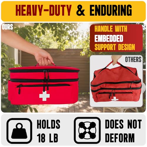 First Aid Bag Empty 2-Layer Large 16" x 9½"x7 Red - color: Red