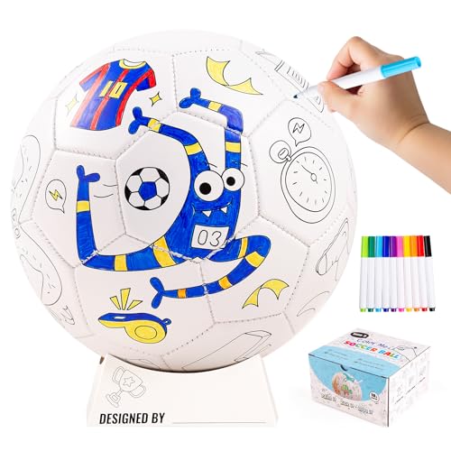 EVERICH TOY Paint Your Own Soccer Ball, Monster Toys Crafts Soccer Gifts | Craft Kits Birthday Gifts for Girls Boys with Markers, Arts and Crafts Size 3 Coloring Ball Toys for Kids 3 4 5 6-8 Year Old - color: Monster