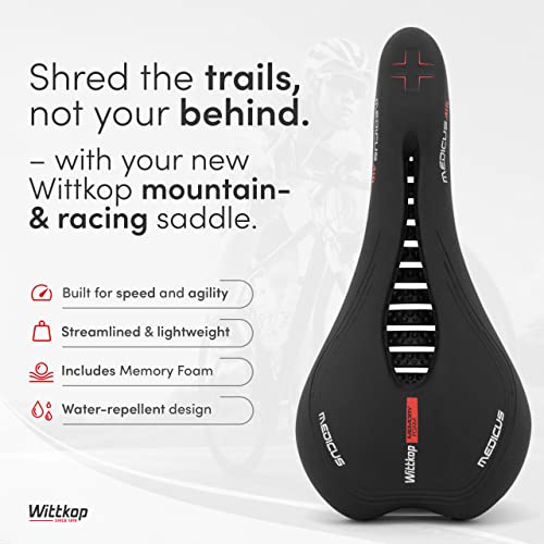 Wittkop Bike Seat I Bicycle Seat for Men and Women, Waterproof Bike Saddle with Innovative 5-Zone-Concept I Exercise Bike Seat for BMX, MTB & Road - style: MTB
