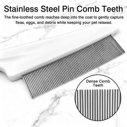 3-Piece Flea & Lice Fine-Tooth Comb Set for Dogs and Cats, Stainless Steel Pin Grooming Tools with Non-Slip Handle