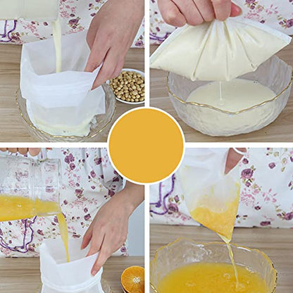 6 Pieces Nut Milk Bags Nylon Food Strainer Bags 200 Micron Milk Filter Bag Nylon Straining Bag Fine Mesh Nut Milk Bag Fine Mesh Filter Bag Coffee Filter Bag Tea Filter Bag(White, 6x8 inch)