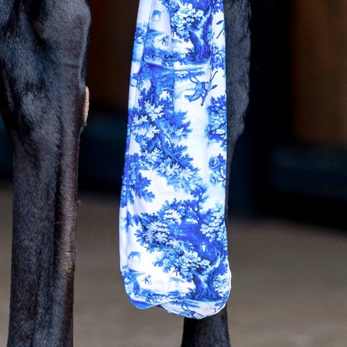 Jeffers Lycra Horse Tail Bag 24"– Stretchy Lycra Material, Breathable Tail Protector, Fast Drying Fabric, Braided Ties, Tail Wrap Cover for Grooming, Stable, Travel & Show Ready Use- Equestrian Toile - color: Equestrian Toile