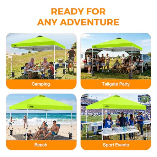 EAGLE PEAK 10x10 Pop Up Canopy Tent Easy Up Canopy Outdoor, Neon Green - color: Neon Green, size: 10x10