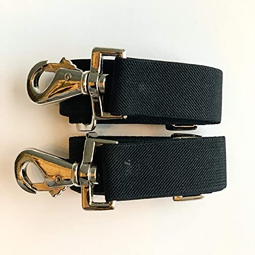 Majestic Ally Pack of 2 Adjustable Length Horse Blanket Sheet Replacement Elastic Leg Strap with Double Swivel Snaps (Black) - color: Black