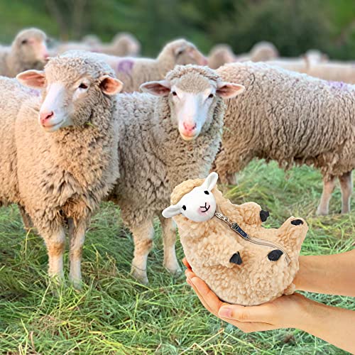 Cute Shaved Sheep Stuffed Animal, Kawaii Lamb Plushie Toy for Teen Kid Girl - color: Lightyellow