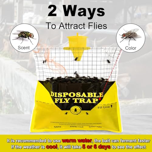 Glovv Fly Traps Outdoor Hanging with Fly Bait & Reusable Fly Traps Outdoor Bottles
