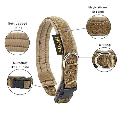 EXCELLENT ELITE SPANKER Military Nylon Small Puppy Dog Collar with Padded - color: Coyote Brown, size: S-(13.4"-17.7")