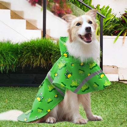 NACOCO Large Dog Raincoat Adjustable - Pet Frog Water Proof Clothes Lightweight Rain Jacket Poncho Hoodies with Strip Reflective Green (M, Green Frog) - color: Green Frog, size: Medium (Pack of 1)