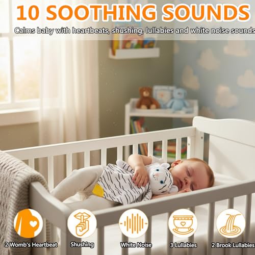 BEREST Baby Sound Sleep Soother- White Noise and Lullaby Infant Sleeping Aid with Cry Sensor at Nap Time Routine, Awesome Babies Gift Portable Plush Toddler Snuggle Toy, Infant Blanket (Milky White) - color: Milky White