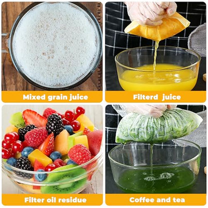 2Pcs Fine Mesh Strainer Bags, 100 Mesh Food Grade Nut Milk Bag for Almond Milk, Yogurt, Juice, Cold Brew Coffee, Reusable & Washable
