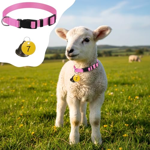 20 Pack Goat Collars with Bells, Adjustable Nylon Collar Set