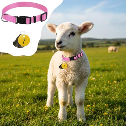 20 Pack Goat Collars with Bells, Adjustable Nylon Collar Set