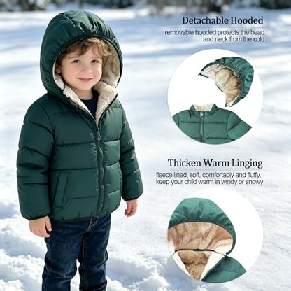 GOODKIDS Baby Girls Boys' Winter Fleece Jackets with Hooded Toddler Warm Lined Coat Outer Clothing 1-6 Years - color: Green, size: 4-5T