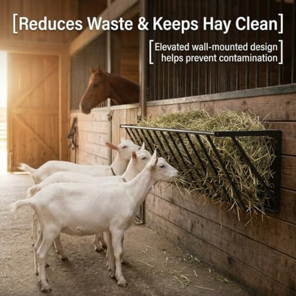 Stall Hay Feeder Wall Mount, Carbon Steel Goat Rack - Livestock Barn Feeding Solution