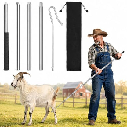 Goat Sheep Catcher Hook, Adjustable (31–78″) Shepherd’s Crook Pole