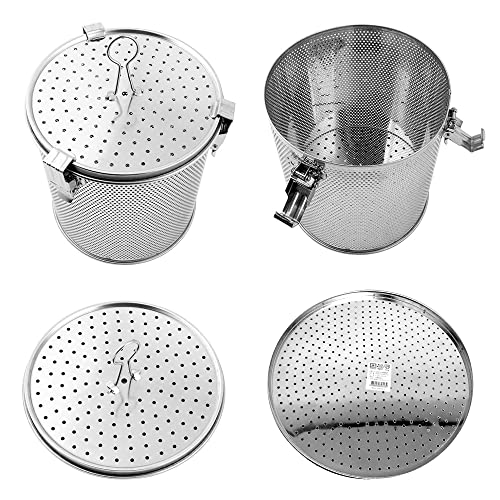 Commercial Grade D 3.9" X H 5.3" Genuine Stainless Steel 18/8 Perforated Strainer - One Touch Lock System - Restaurant & Home Use