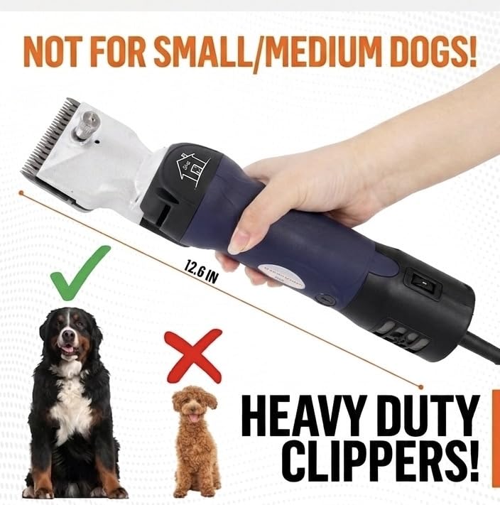 Professional Dog Grooming Clippers for Thick Coats - Shears Heavy Duty Hair Cutting Kit - Large Dog Shaver Set - Pet Trimmer for XL Large Dogs, Horses, Livestock