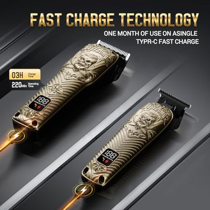 BESTBOMG® Professional Hair Clippers for Men, Clipper & Trimmer Set, Bronze - color: Bronze