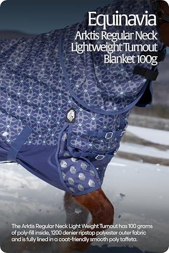 Equinavia Arktis Reg. Neck Lightweight Turnout Blanket 100g - Skipper Blue - 72 in - color: Skipper Blue, size: 72 in