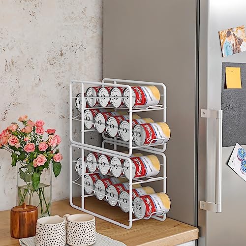 MOOACE 4 Pack Can Organizer for Pantry, Stackable Soda Can Dispenser Rack - color: White