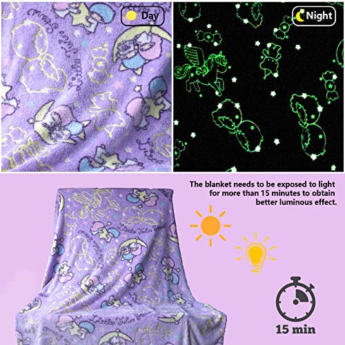 Best Gift Glow in The Dark Moon Throw Blanket with Storage Bag, Soft Throw Blanket for Girls Boys, Gifts for Holiday Birthday, Kids Blanket, Home Travel Use, 50"x60" Purple - color: Moon Purple