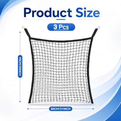 3 Pcs Slow Feed Hay Net for Horses, 35 x 31 Inch Large Capacity Slow Feed Hay Bag Feeder with 6 Hooks Durable for Horses Goats Sheep Donkey Trailer Full Day Feeding, Easy to Fill and Hang