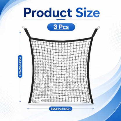 3 Pcs Slow Feed Hay Net for Horses, 35 x 31 Inch Large Capacity Slow Feed Hay Bag Feeder with 6 Hooks Durable for Horses Goats Sheep Donkey Trailer Full Day Feeding, Easy to Fill and Hang