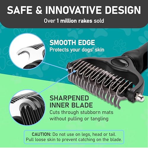 Maxpower Planet Hair Brush - Double Sided Shedding, Dematting Undercoat Rake for Dogs and Cats, Extra Wide Dog Grooming Brush, Reduce Shedding by 95%, Black - color: Black, size: Large