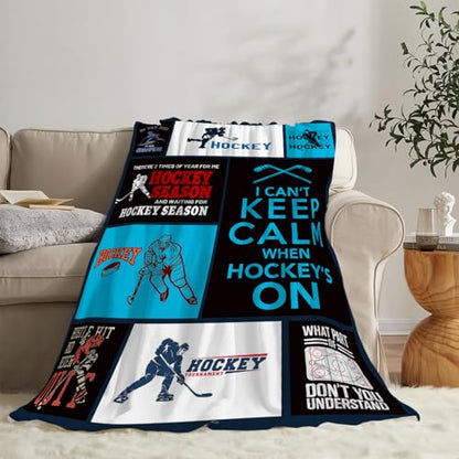 Super Soft Warm Ice Hockey Fleece Throw Blanket - Cozy Fluffy Plush Stuff Lightweight Flannel Gifts for Kids & Adults - 50"X40" - color: Hockey, size: 50"x40"