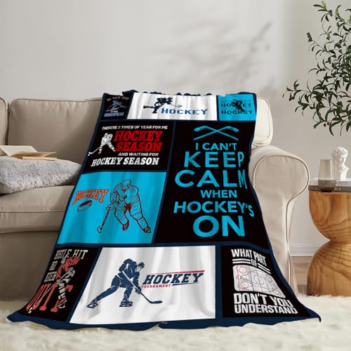 Super Soft Warm Ice Hockey Fleece Throw Blanket - Cozy Fluffy Plush Stuff Lightweight Flannel Gifts for Kids & Adults - 60"X50" - color: Hockey, size: 60"x50"